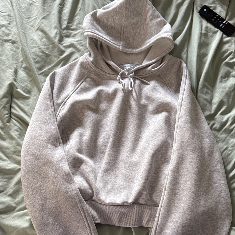 Women’s Heather Gray Hooded Crop Sweater - Classic Pullover Hoodie